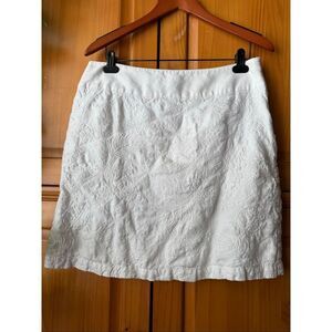 Tommy Bahama White Linen Embroidered Skirt Women’s Size 10